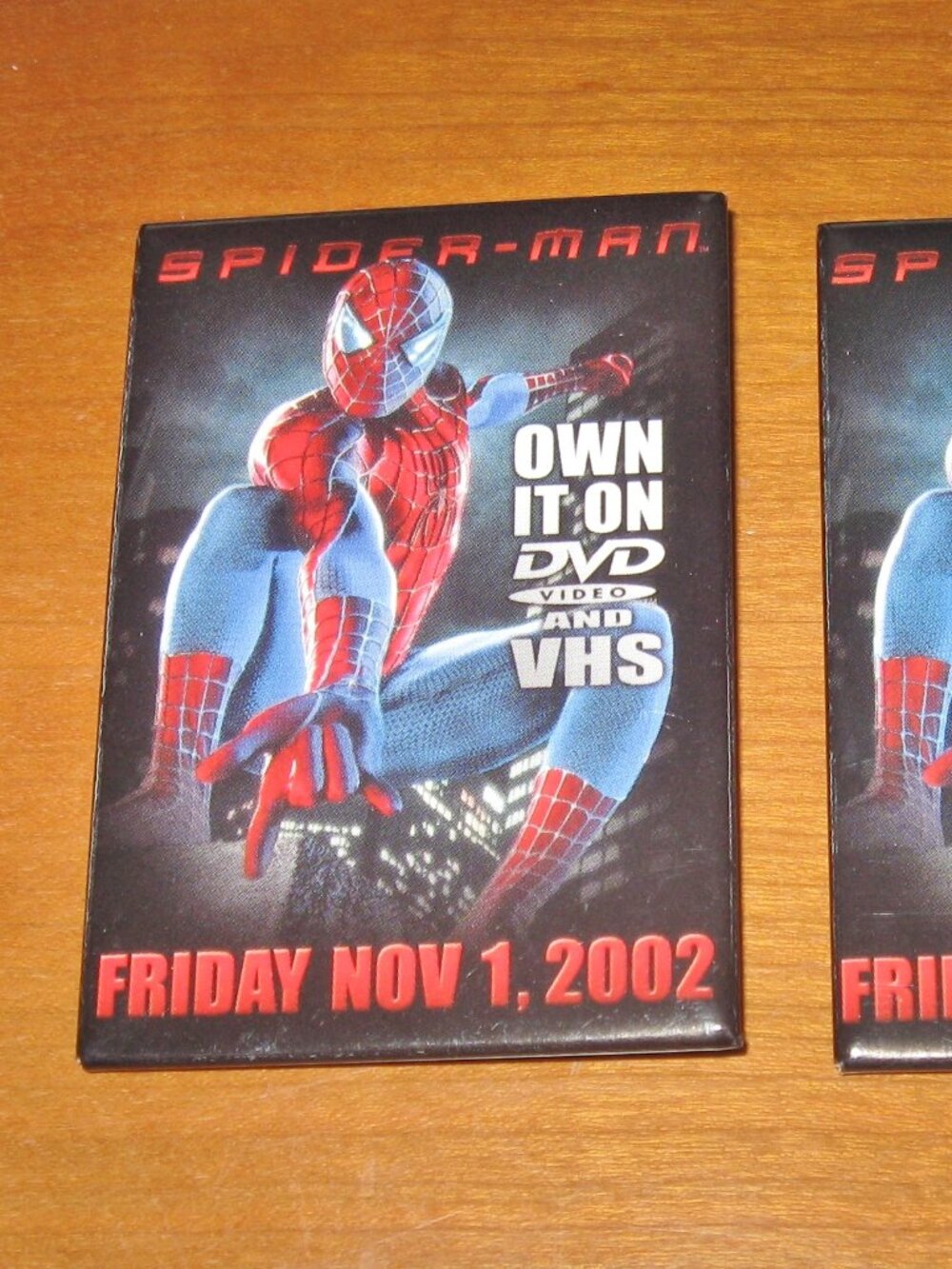 Vintage Spider-Man Promo Badges 2002 Marvel Advertising Merch DVD VHS Release